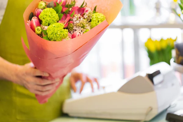 Close up of florist with bunch — Stock Photo, Image