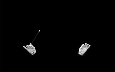 magician hands with magic wand showing trick clipart