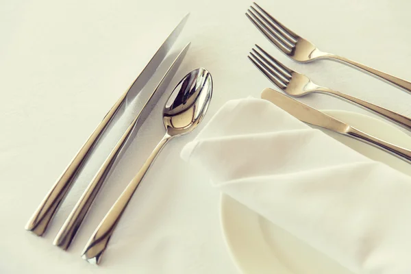 Close up of cutlery set on table — Stock Photo, Image