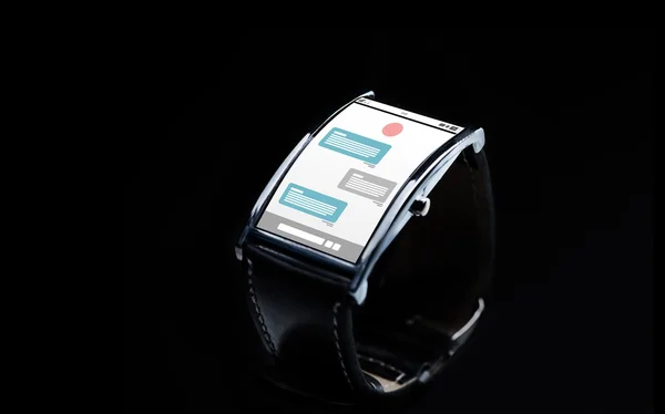 Close up of smart watch with messenger application — Stock Photo, Image