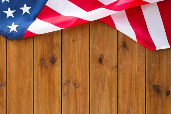 Ahşap kurullarında Amerikan bayrağı yakın çekim — Stok fotoğraf