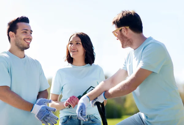 Group of volunteers planting tree in park — Stock Photo, Image