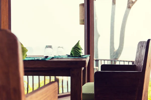 Close up of table setting at restaurant in asia — Stock Photo, Image