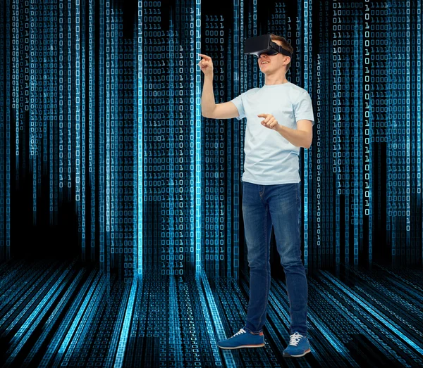 Lycklig man i virtuell verklighet headset eller 3d-glasögon — Stockfoto