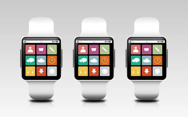 Smart klockor med menyn ikoner på skärmen — Stockfoto