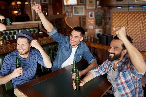 Šťastné kamarády pít pivo na bar či hospodu Royalty Free Stock Fotografie