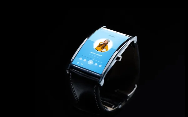 Close up of smart watch with music — Stock Photo, Image