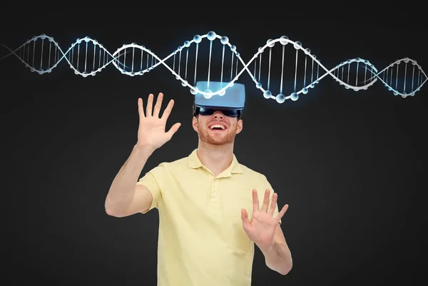 Happy man in virtual reality headset or 3d glasses — Stock Photo, Image