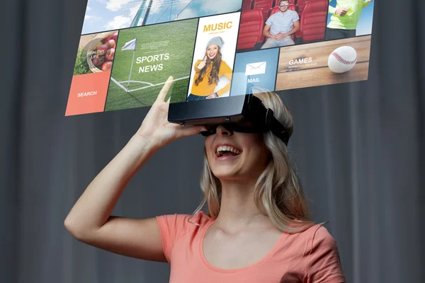 Vrouw in virtual reality headset of 3D bril — Stockfoto