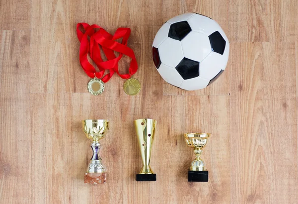 Futbol ya da futbol topu, Altın Kupa ve madalya — Stok fotoğraf