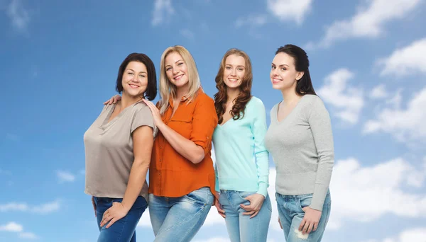 Group of happy different women in casual clothes — Stock Photo, Image