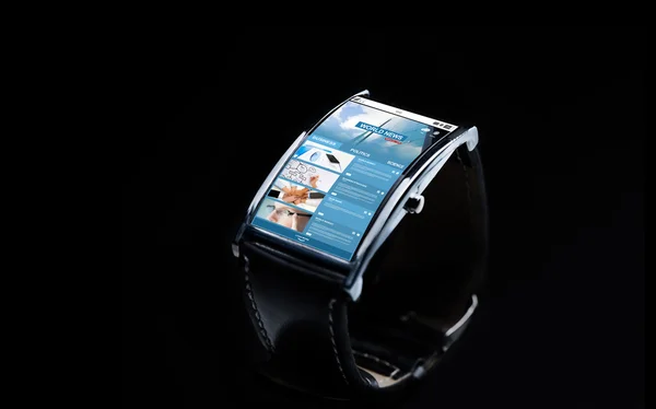 Close up of smart watch with business news — Stock Photo, Image