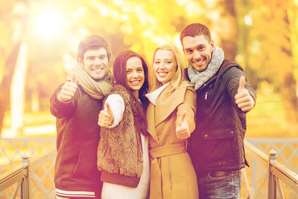 Group of friends having fun in autumn park — Stock Photo, Image