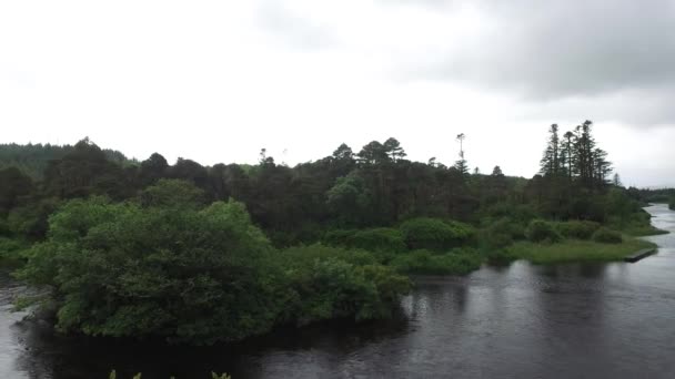 Vista sul fiume nella valle dell'Irlanda — Video Stock