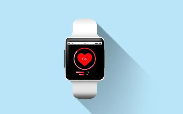 Close up of smart watch with heart rate icon — Stock Photo, Image