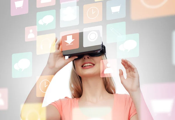 Vrouw in virtual reality headset of 3D bril — Stockfoto