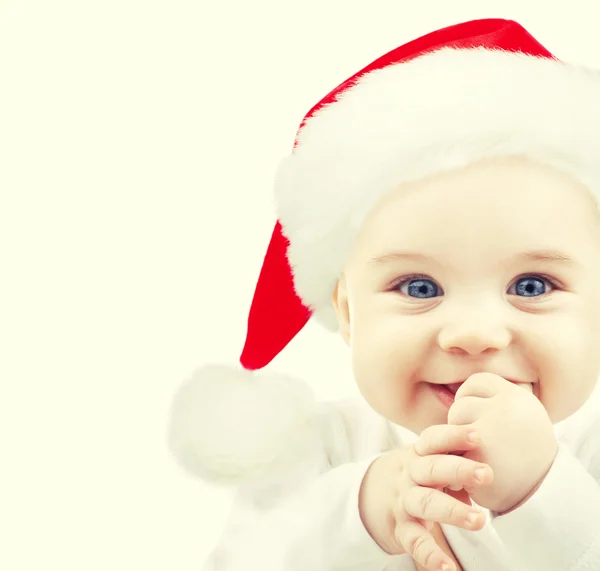 Happy baby i santa hatt — Stockfoto