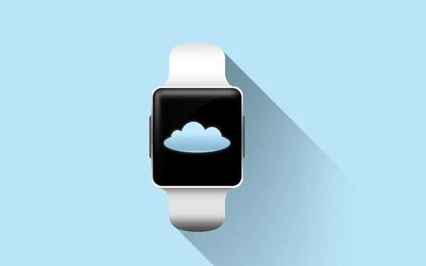 Primer plano de reloj inteligente con el icono de la nube en la pantalla — Foto de Stock