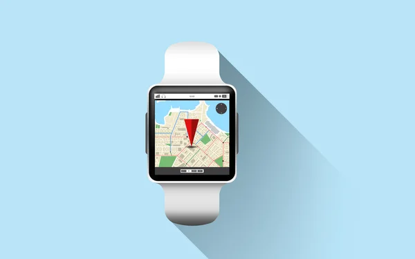 Närbild på smart Watch-klocka med gps navigering app — Stockfoto