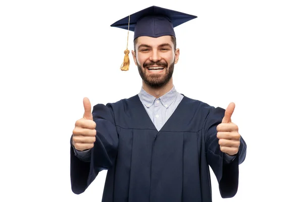 Feliz estudiante de posgrado masculino mostrando pulgares hacia arriba —  Fotos de Stock