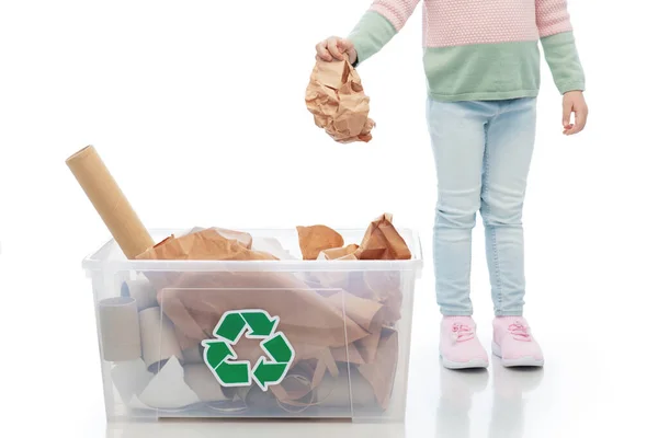 Girl sorting paper waste — Stock Photo, Image