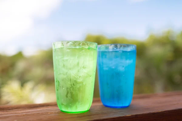 Close up of two glasses with cold water — Stock Photo, Image