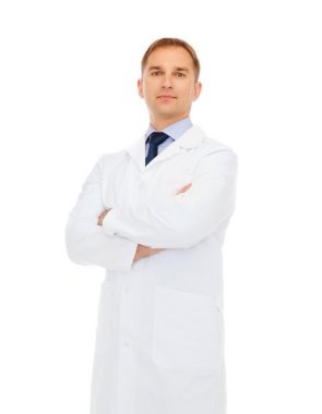 male doctor in white coat clipart