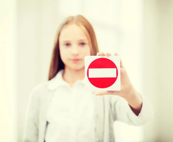 Girl showing no entry sign — Stock Photo, Image