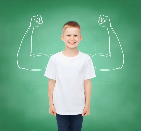 Little boy in white t-shirt — Stock Photo, Image