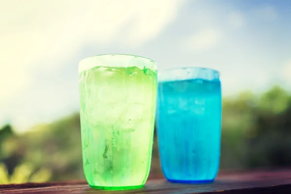 Close up of two glasses with cold water — Stock Photo, Image