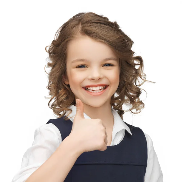 Pre-teen girl showing thumbs up — Stock Photo, Image