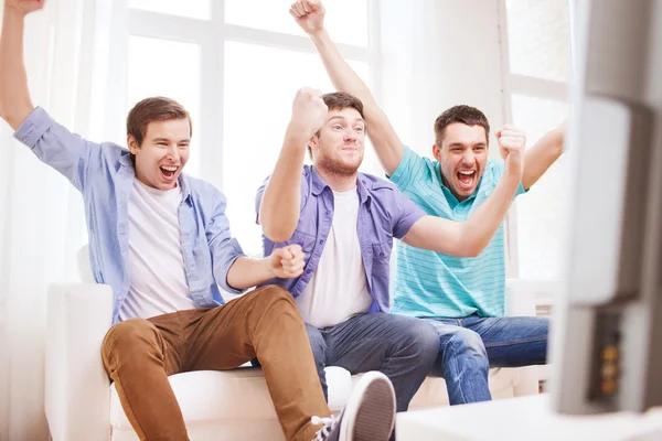 Felizes amigos do sexo masculino em casa — Fotografia de Stock