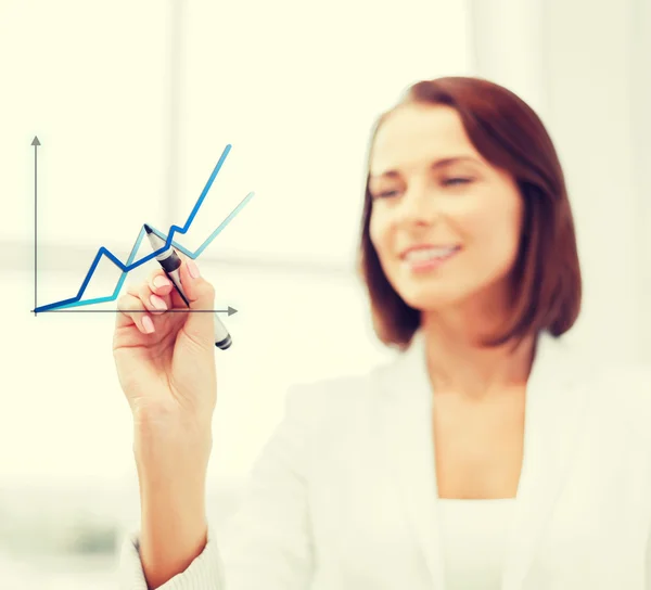 Businesswoman drawing graps in the air — Stock Photo, Image