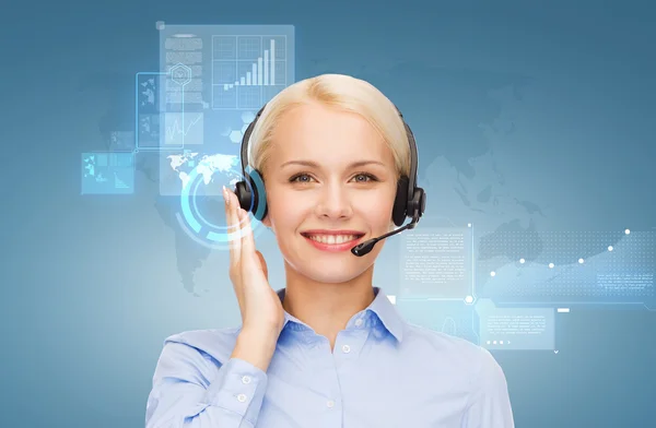 Friendly female helpline operator — Stock Photo, Image