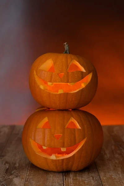 Close up of pumpkins on table Royalty Free Stock Images