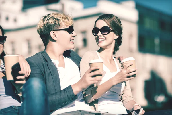 Group of students or teenagers hanging out — Stock Photo, Image