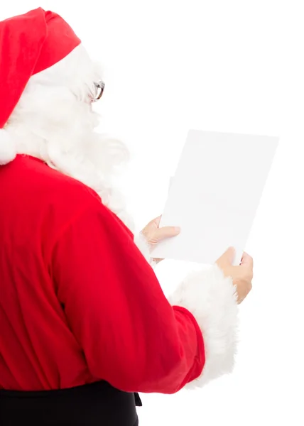 Man in costume of santa claus with letter — Stock Photo, Image