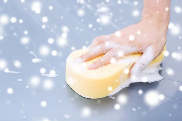 Close up of man washing a car — Stock Photo, Image