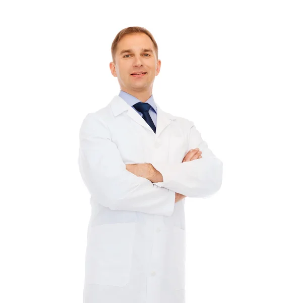 Smiling doctor or professor with crossed arms — Stock Photo, Image