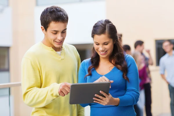 Group of smiling students tablet pc computer — Stock Photo, Image