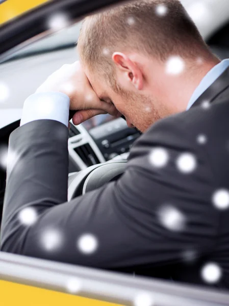 Close up of businessman driving car — Stock Photo, Image