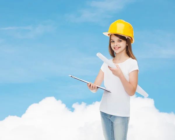 Smiling little girl in protective helmet — Stock Photo, Image