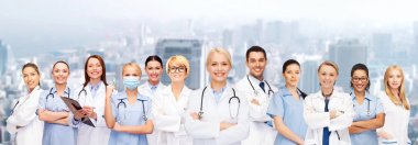 team or group of doctors and nurses clipart