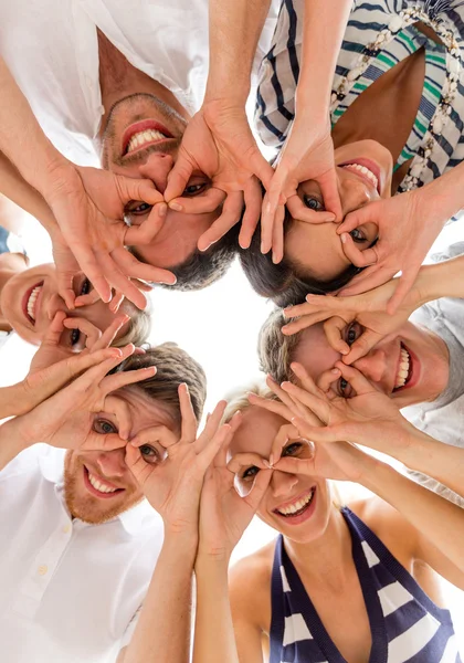 Smiling friends in circle — Stock Photo, Image