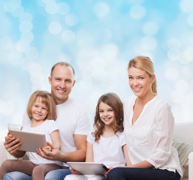 happy family with tablet pc computers clipart