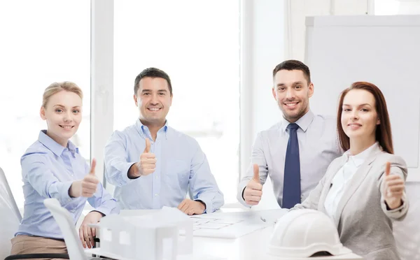 Happy team of architects and designers in office — Stock Photo, Image