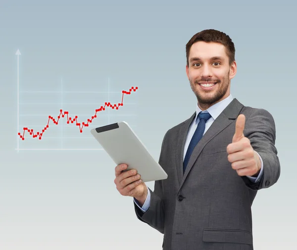 Young businessman showing thumbs up gesture — Stock Photo, Image