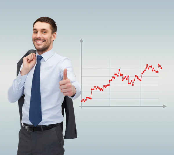Young businessman showing thumbs up gesture — Stock Photo, Image