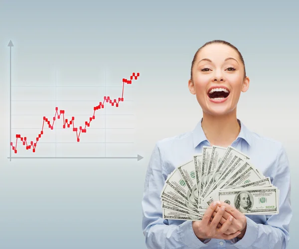 Young businesswoman with dollar cash money — Stock Photo, Image