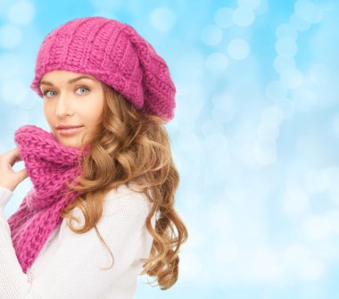 young woman in winter clothes clipart